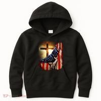 American Christian Cross Patriotic Flag Kids Hoodie thumb 0