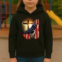 American Christian Cross Patriotic Flag Kids Hoodie thumb 3