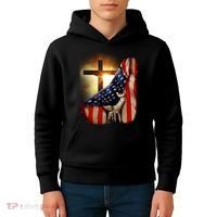 American Christian Cross Patriotic Flag Kids Hoodie thumb 4