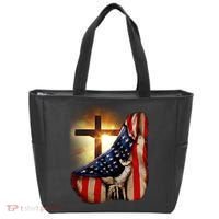 American Christian Cross Patriotic Flag Tote Bag thumb 0