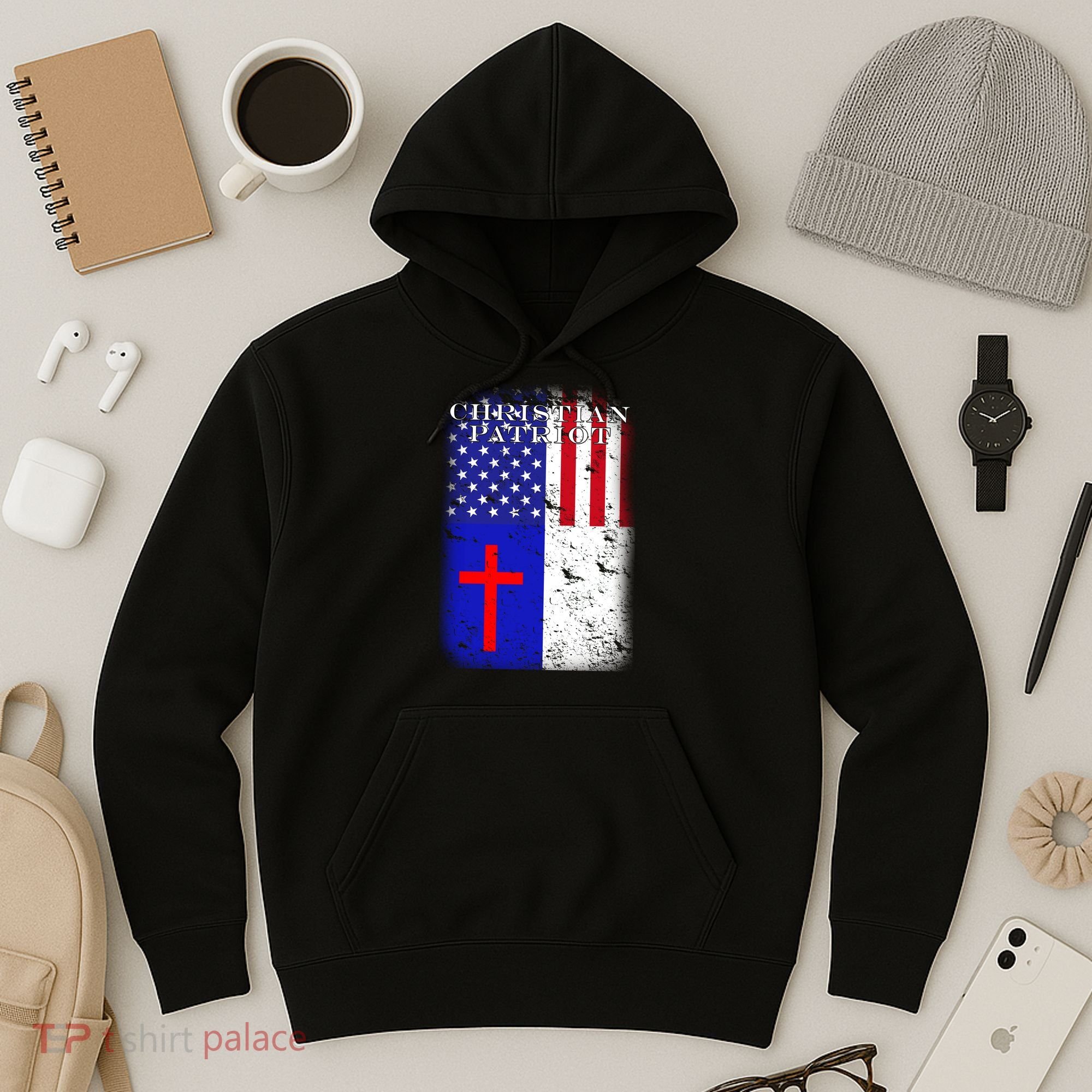American Christian Patriot Red Cross Hoodie