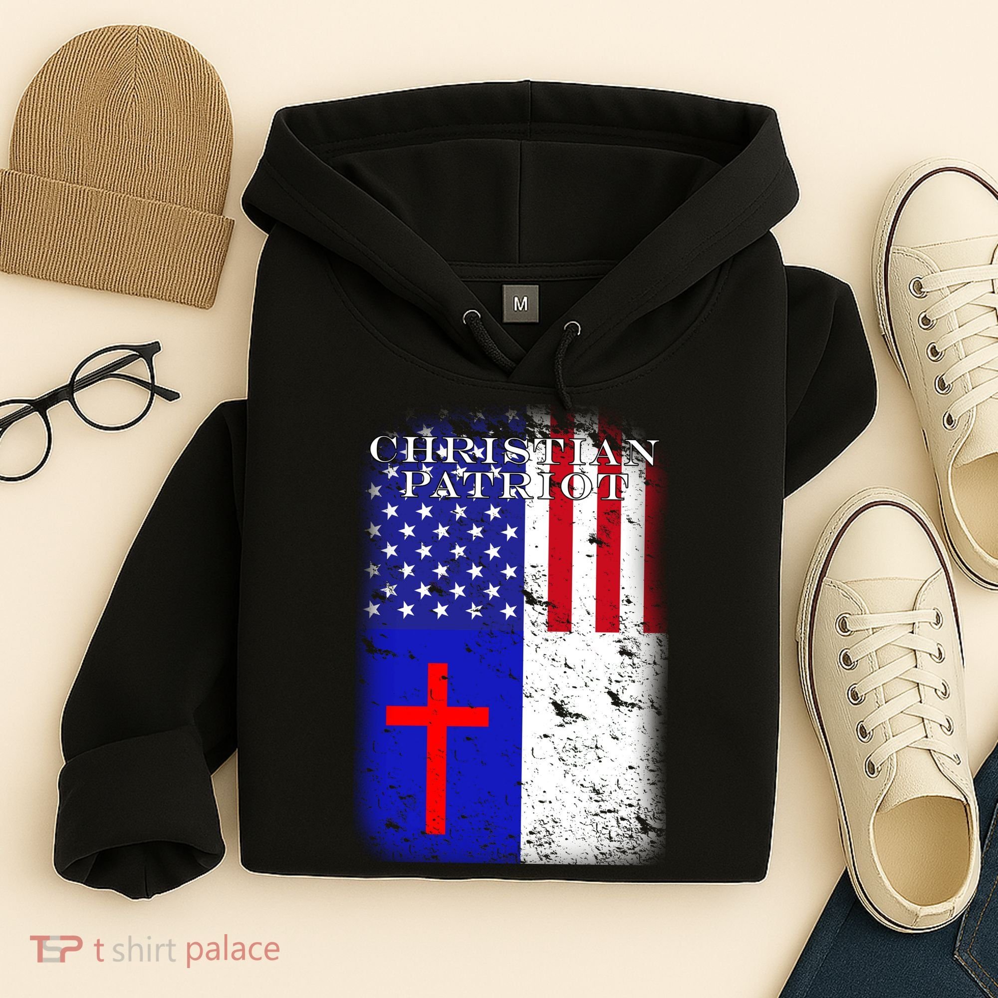 American Christian Patriot Red Cross Hoodie