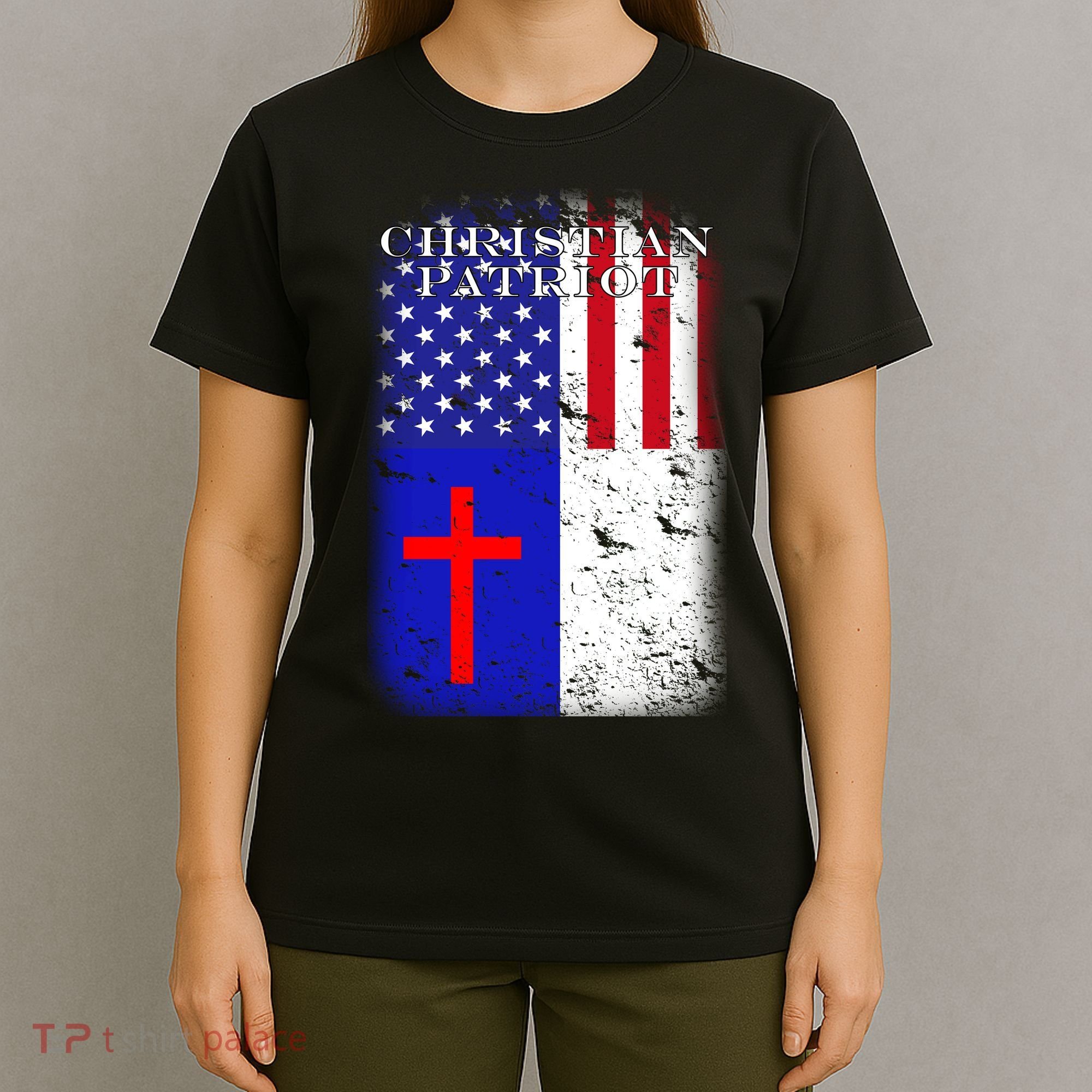 American Christian Patriot Red Cross T-Shirt