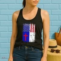 American Christian Patriot Red Cross Women's Tank Top thumb 2