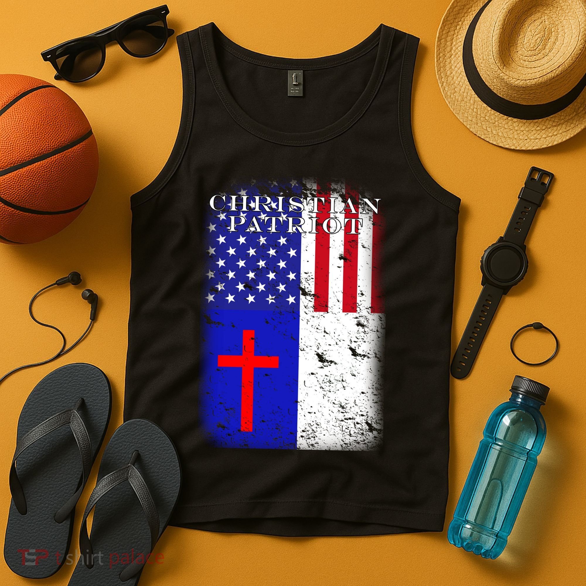 American Christian Patriot Red Cross Tank Top
