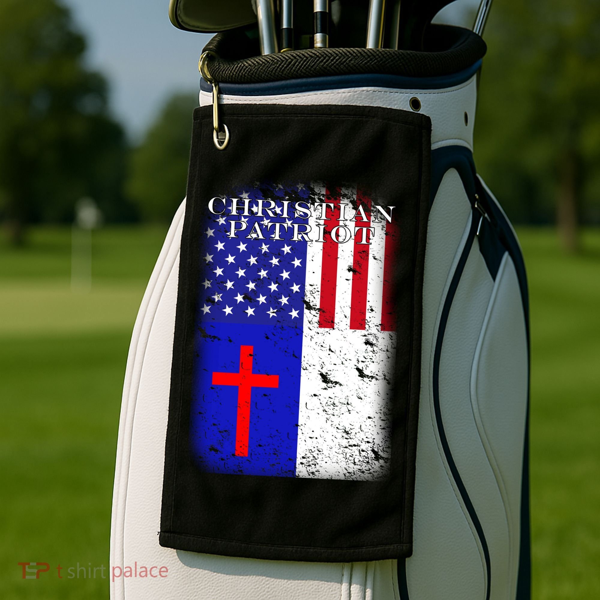 American Christian Patriot Red Cross Golf Towel