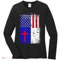 American Christian Patriot Red Cross Women's Long Sleeve Shirt thumb 0