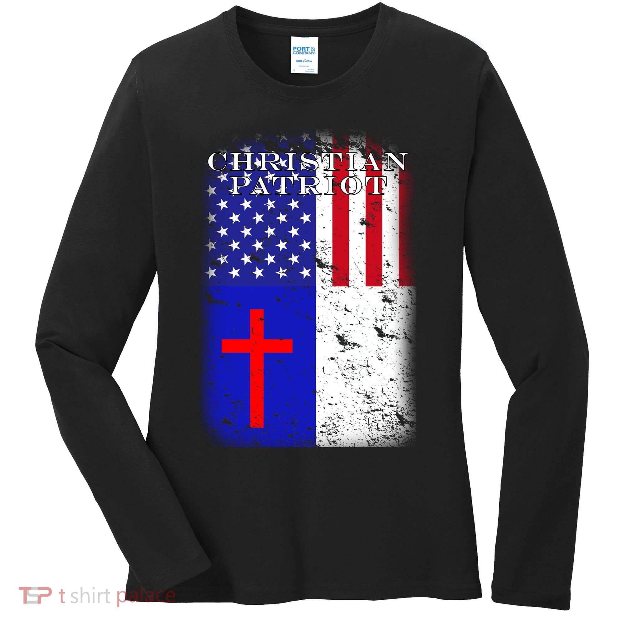 American Christian Patriot Red Cross Women's Long Sleeve Shirt