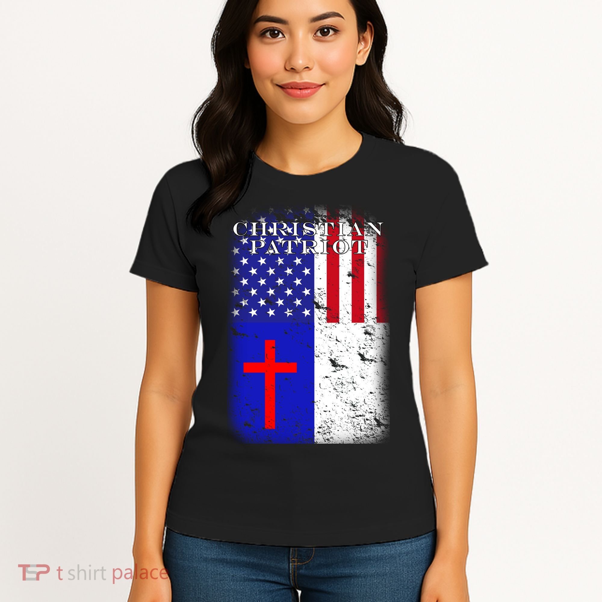 American Christian Patriot Red Cross Women's T-Shirt