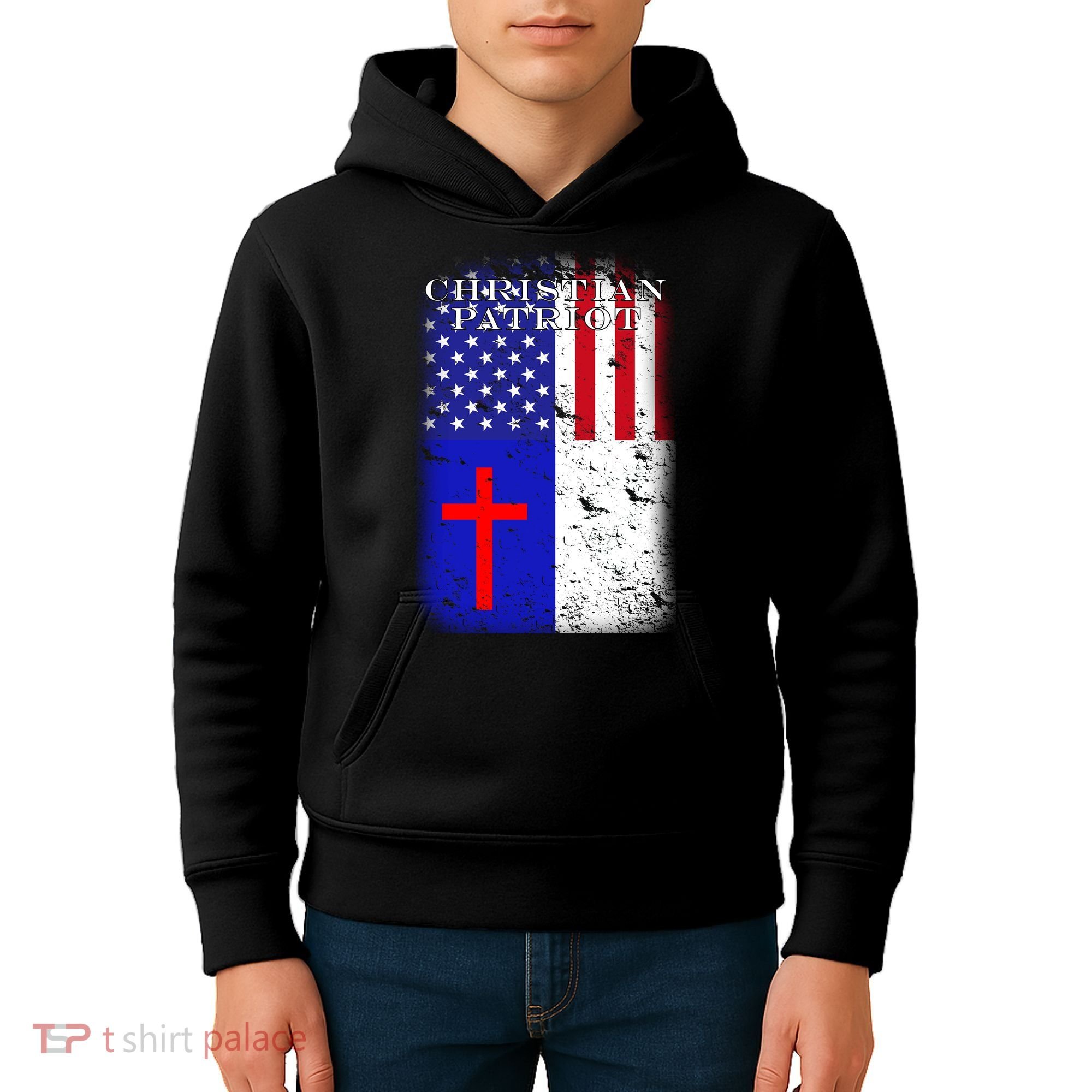 American Christian Patriot Red Cross Kids Hoodie