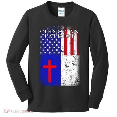 American Christian Patriot Red Cross Kids Long Sleeve Shirt