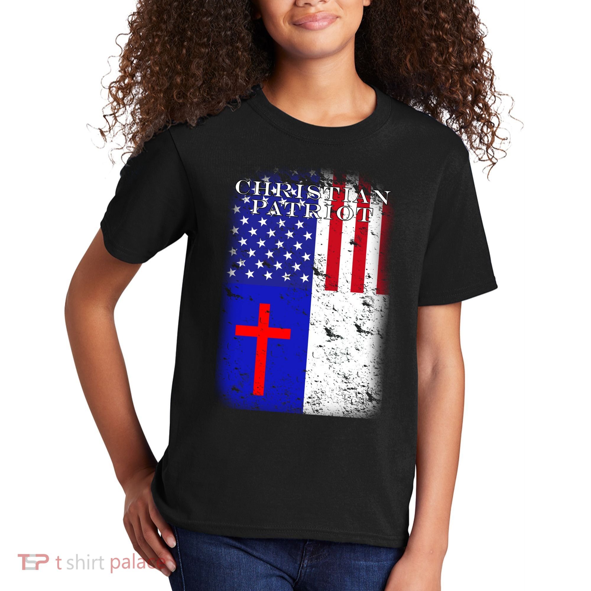 American Christian Patriot Red Cross Kids T-Shirt