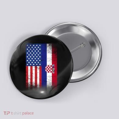 American Croatian Flag Croatia Pride Button