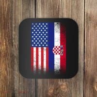 American Croatian Flag Croatia Pride Coaster thumb 0