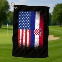 American Croatian Flag Croatia Pride Golf Towel thumb 1