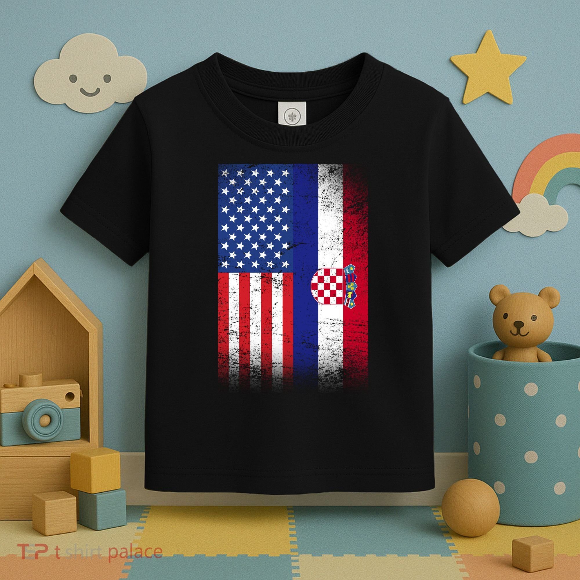 American Croatian Flag Croatia Pride Toddler T-Shirt