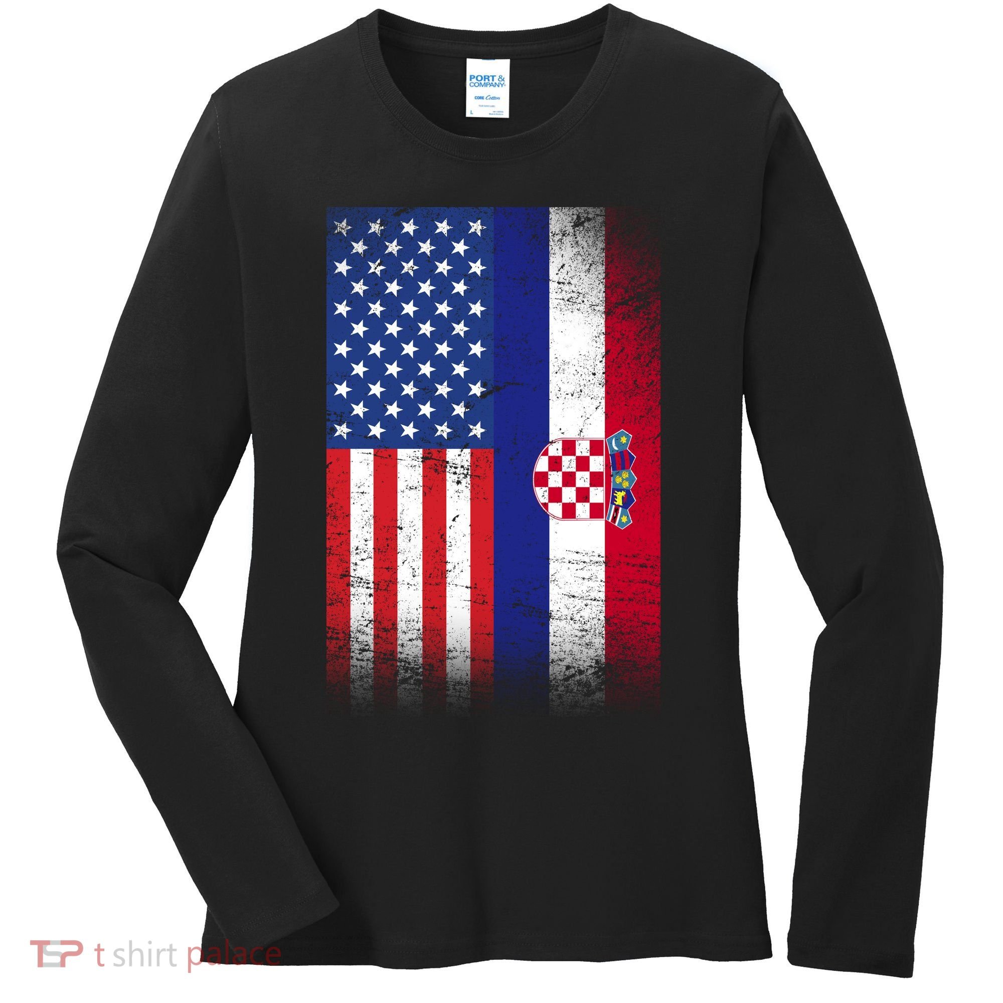 American Croatian Flag Croatia Pride Women's Long Sleeve Shirt