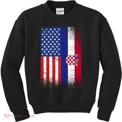 American Croatian Flag Croatia Pride Kids Sweatshirt