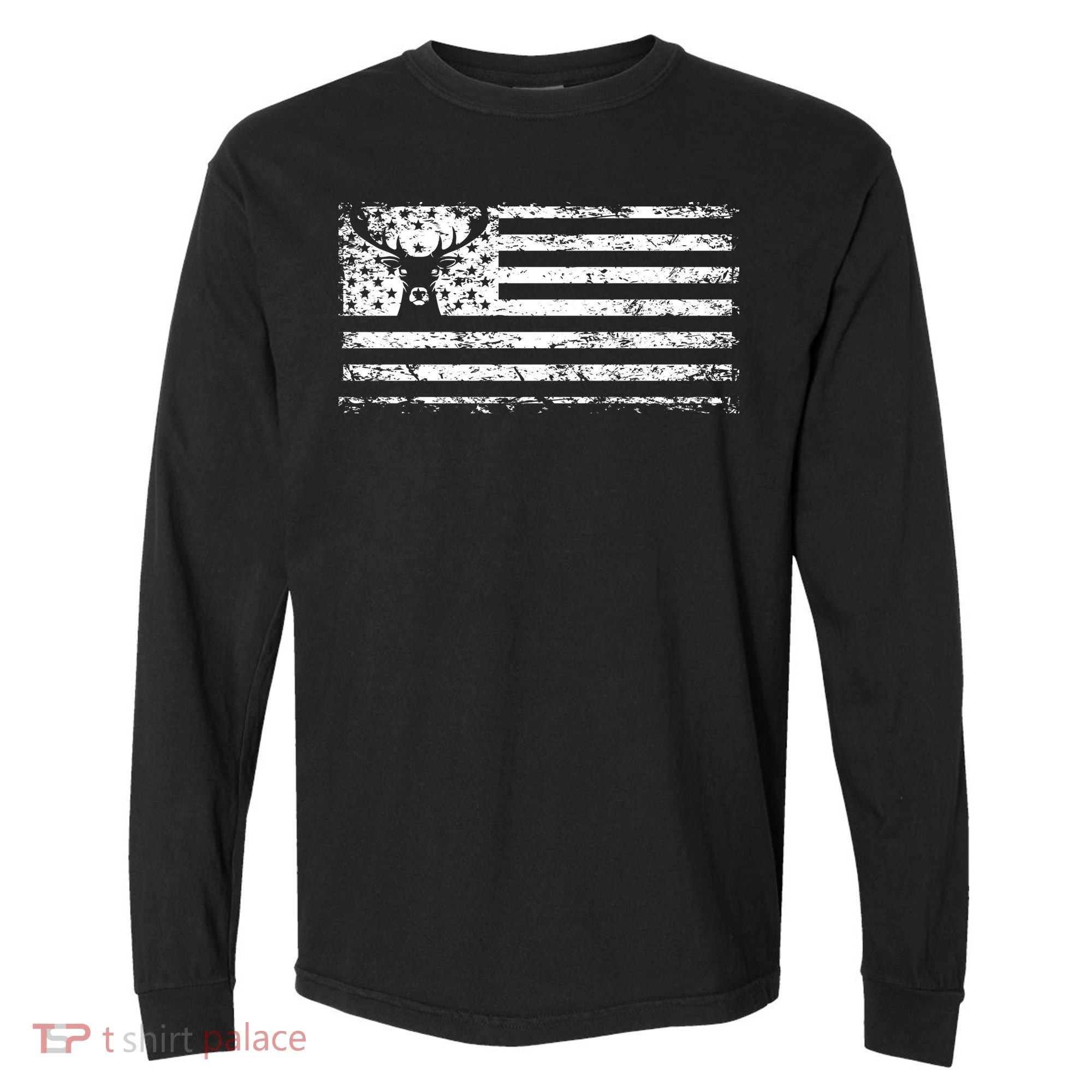American Deer Hunting Flag Comfort Colors Heavyweight Long Sleeve T-Shirt