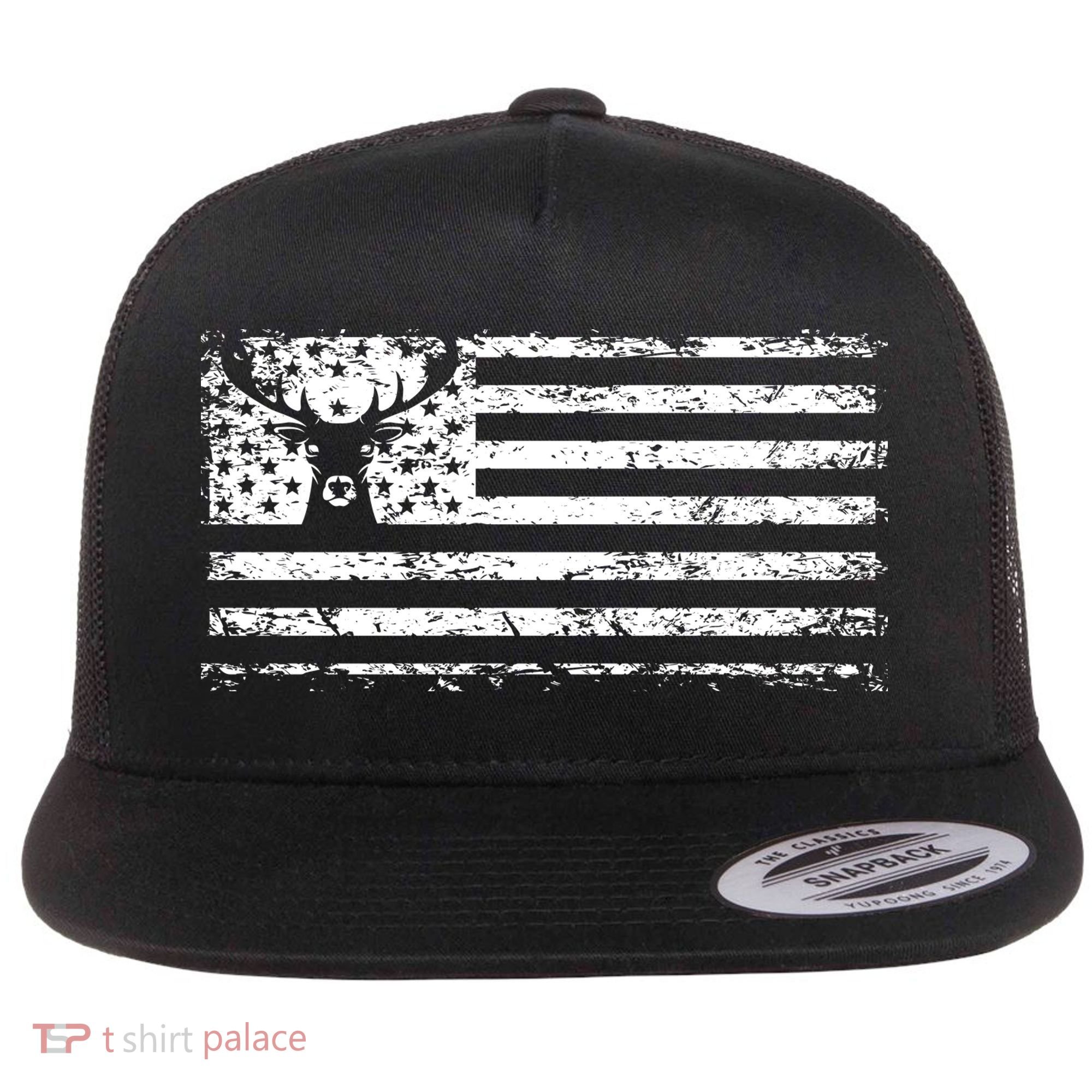 American Deer Hunting Flag Flat Bill Trucker Hat