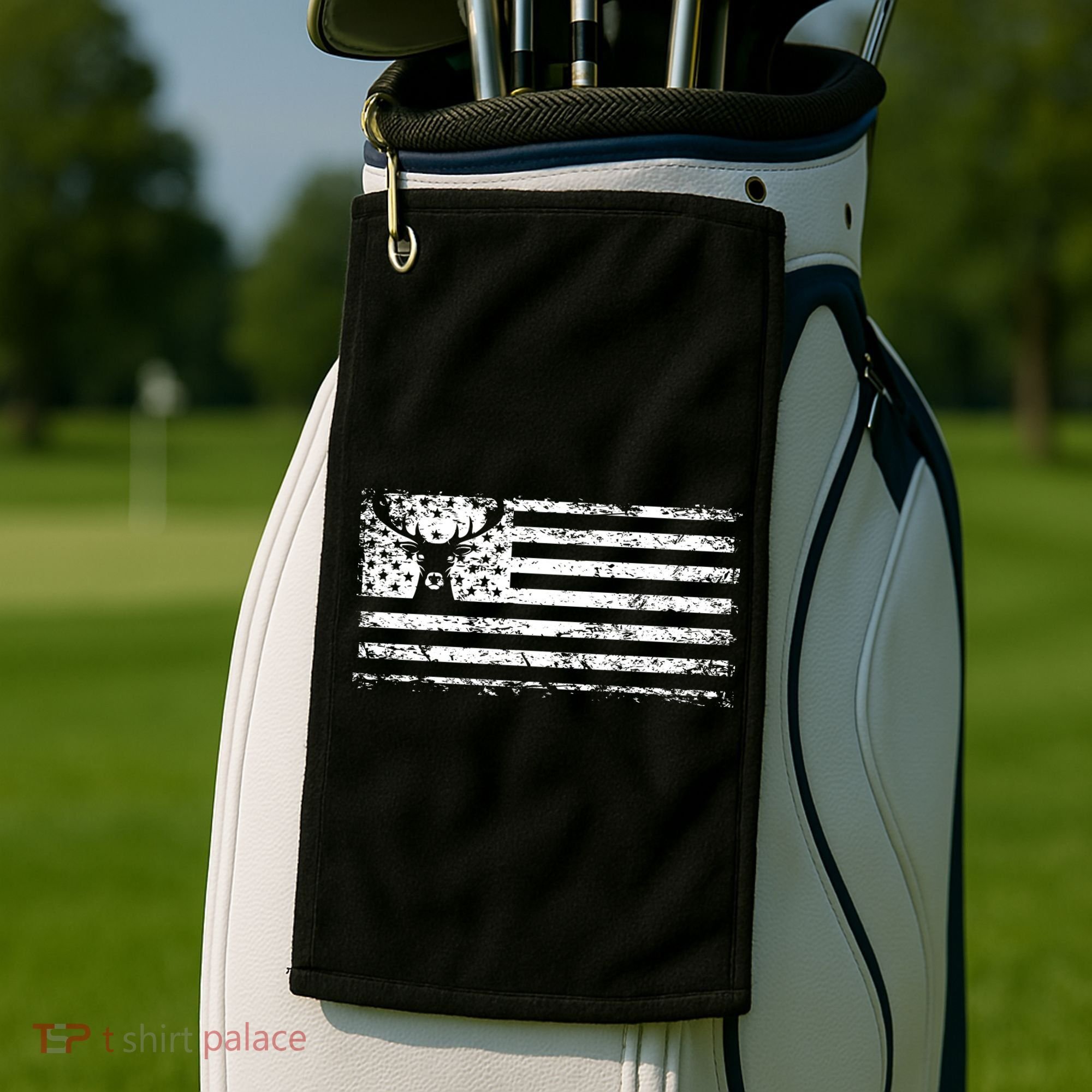 American Deer Hunting Flag Golf Towel
