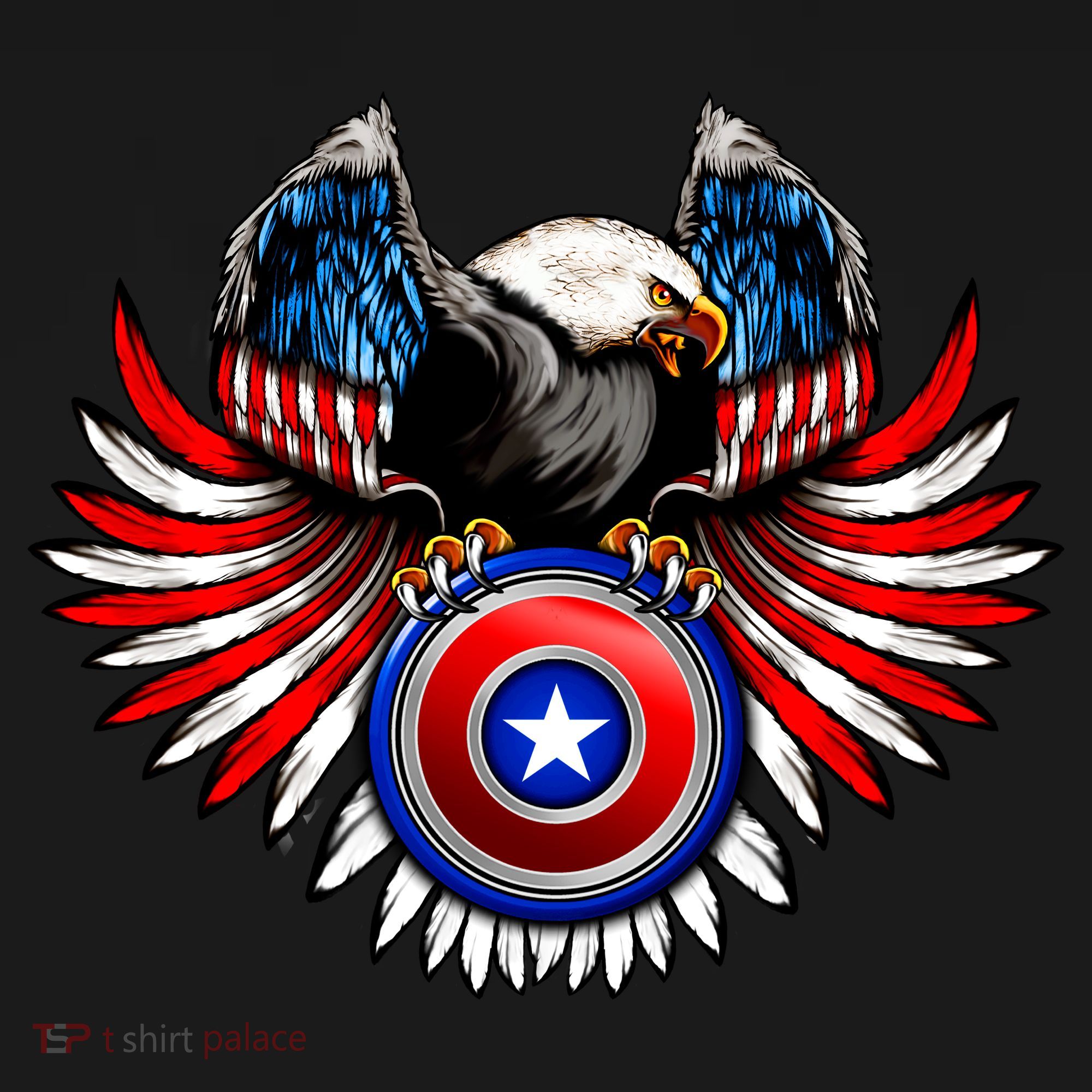 American Eagle Super Hero Shield USA Flag Wings Apron