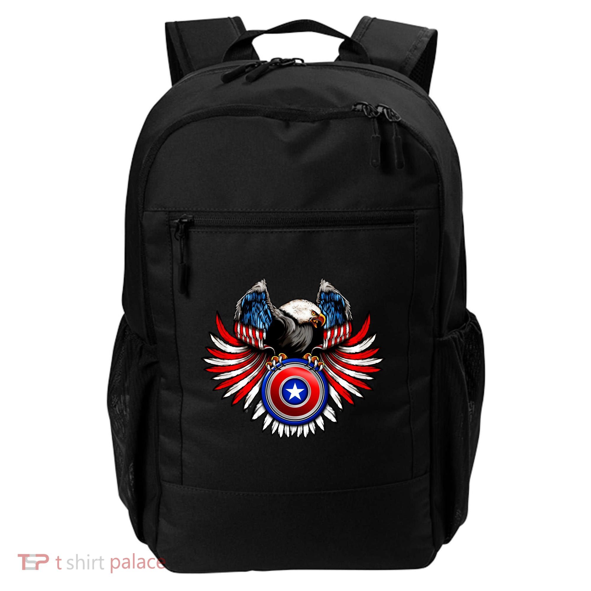 American Eagle Super Hero Shield USA Flag Wings Backpack