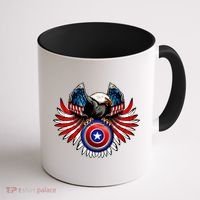 American Eagle Super Hero Shield USA Flag Wings Coffee Mug thumb 1