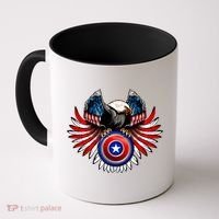American Eagle Super Hero Shield USA Flag Wings Coffee Mug thumb 0