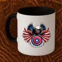 American Eagle Super Hero Shield USA Flag Wings Coffee Mug thumb 2