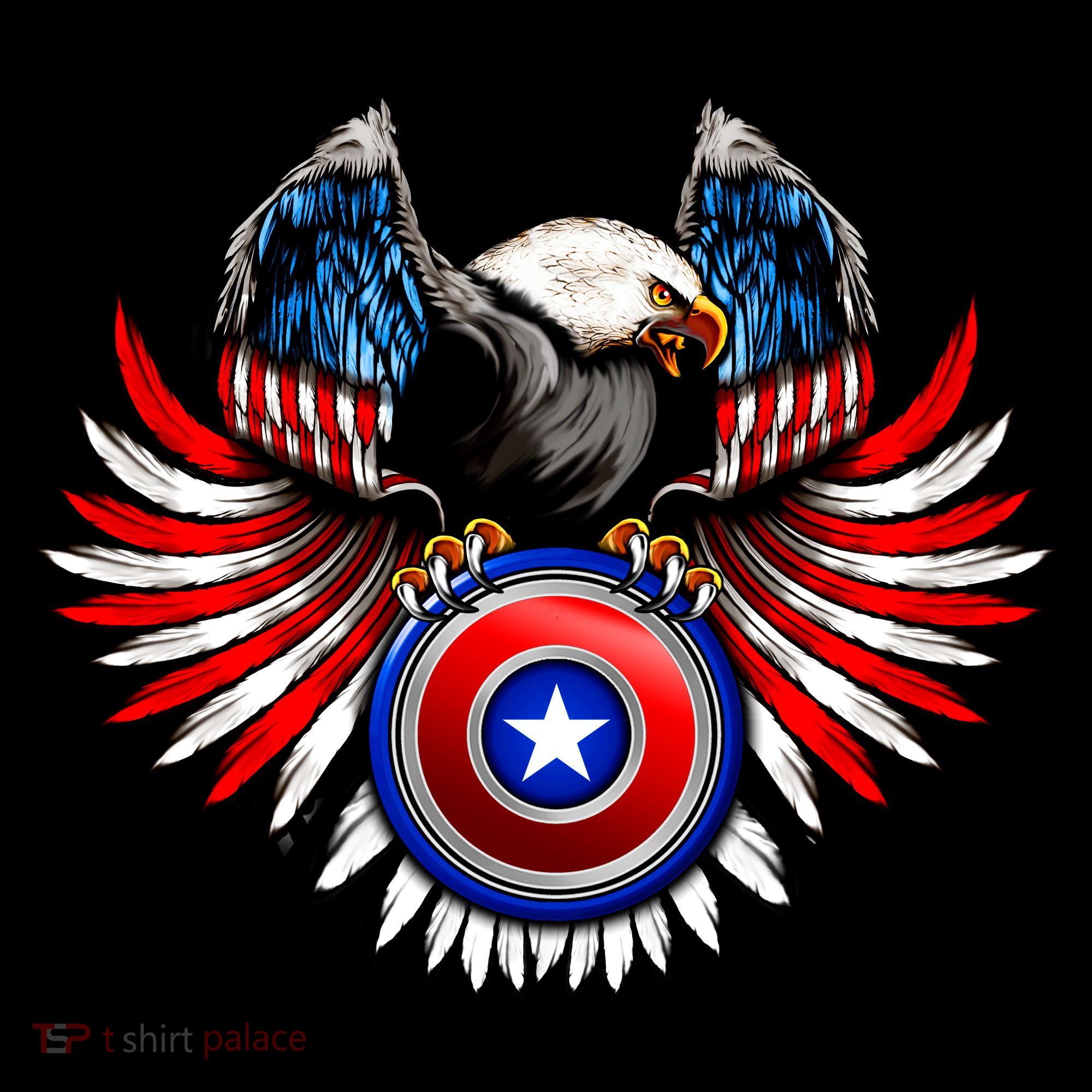 American Eagle Super Hero Shield USA Flag Wings Coffee Mug