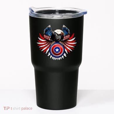 American Eagle Super Hero Shield USA Flag Wings Tumbler