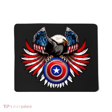 American Eagle Super Hero Shield USA Flag Wings Mousepad