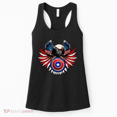 American Eagle Super Hero Shield USA Flag Wings Women's Tank Top