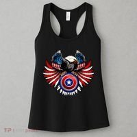 American Eagle Super Hero Shield USA Flag Wings Women's Tank Top thumb 3