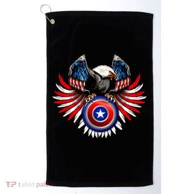 American Eagle Super Hero Shield USA Flag Wings Golf Towel
