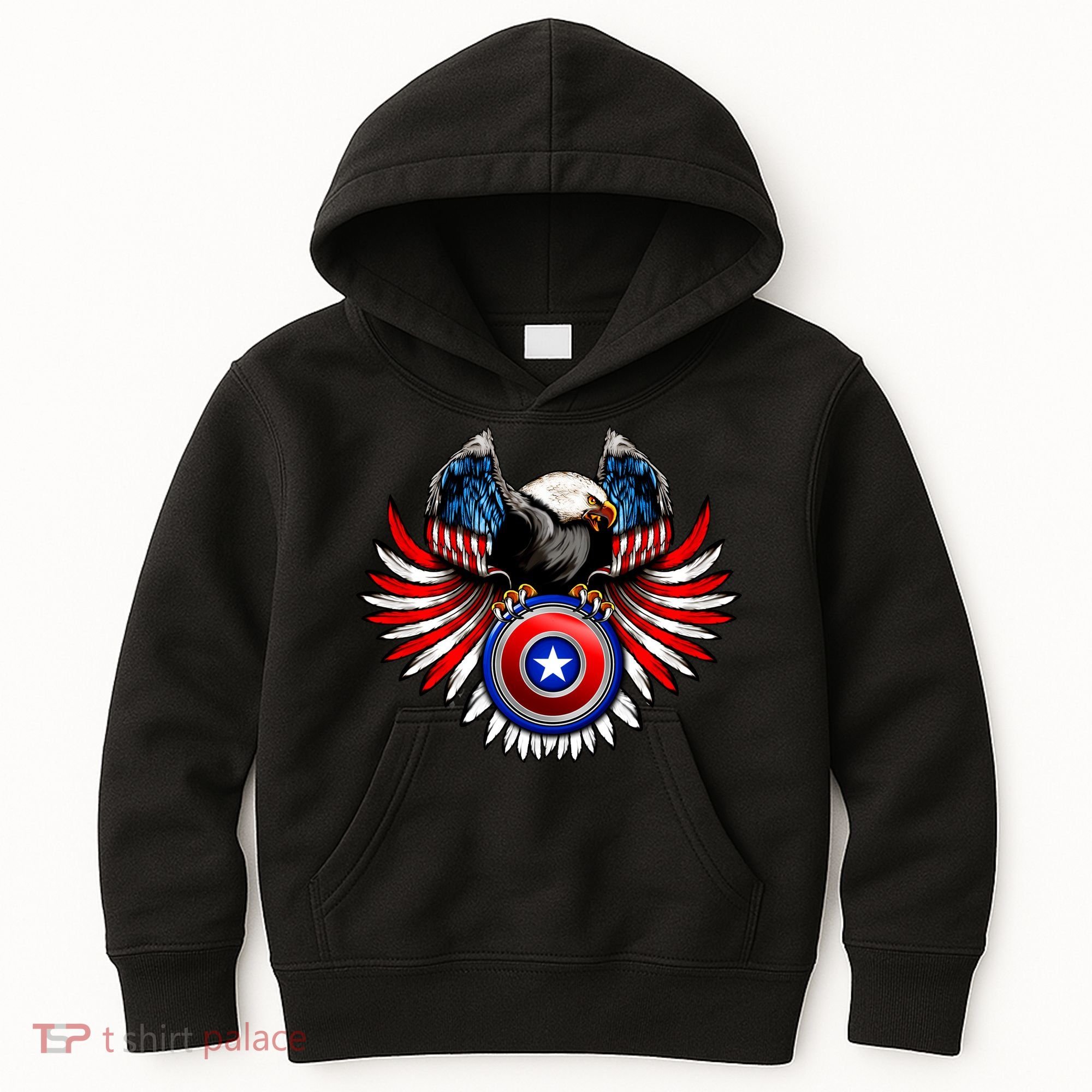 American Eagle Super Hero Shield USA Flag Wings Kids Hoodie