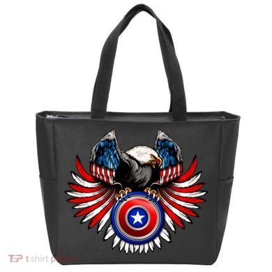 American Eagle Super Hero Shield USA Flag Wings Tote Bag