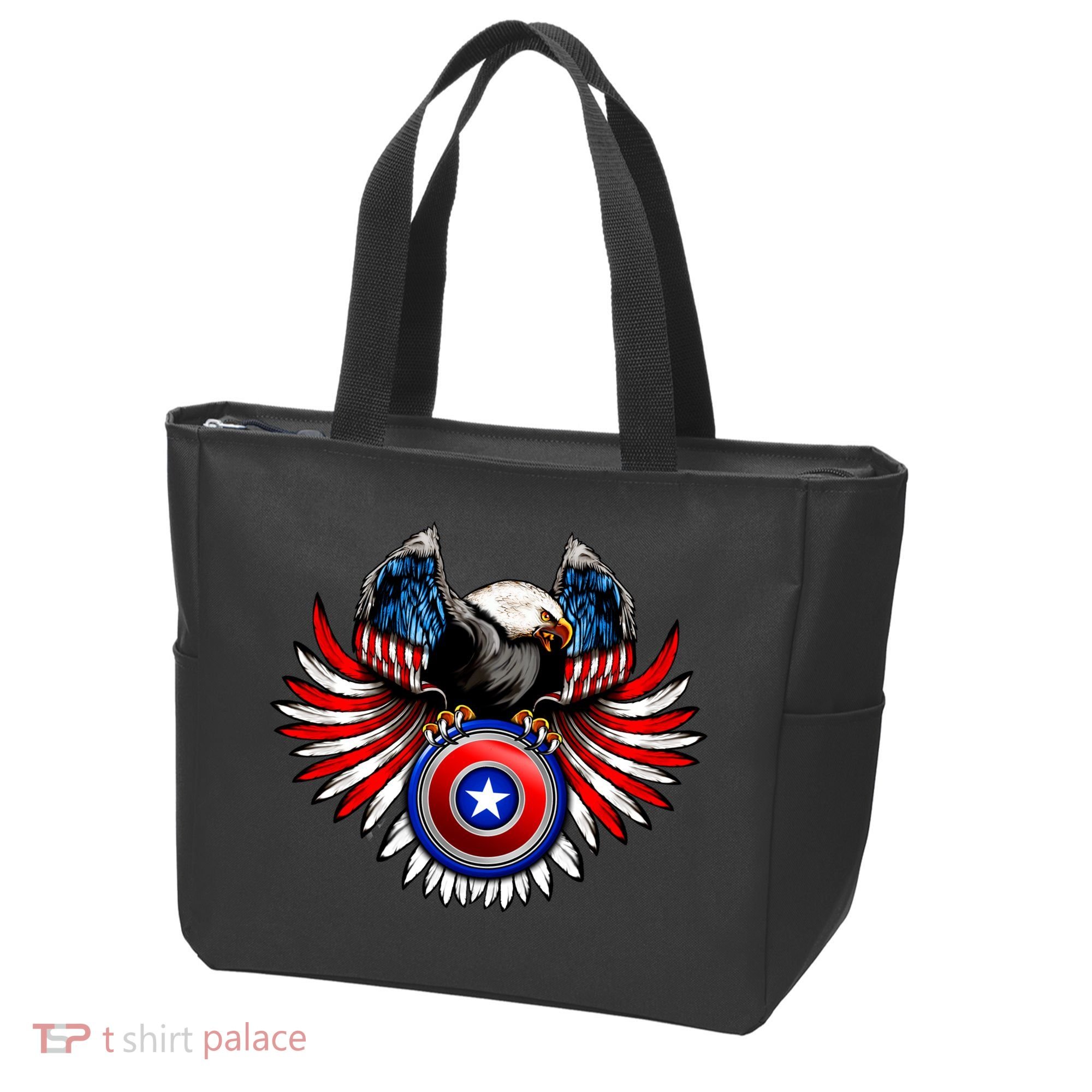 American Eagle Super Hero Shield USA Flag Wings Tote Bag
