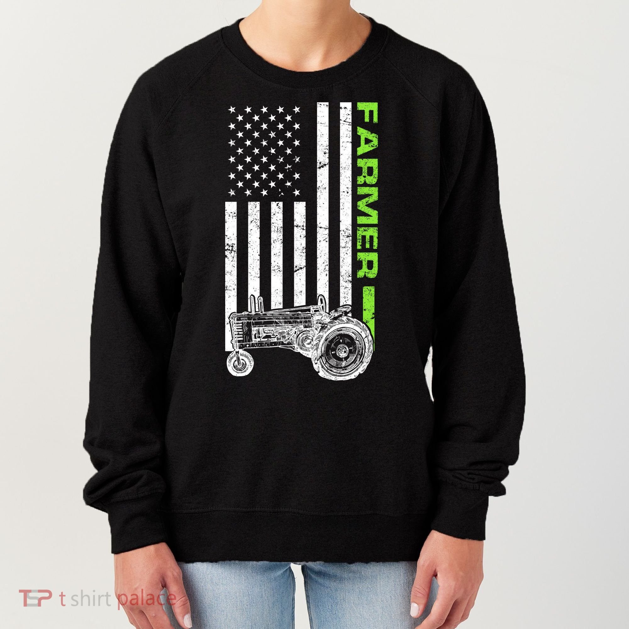American Farmer USA Tractor Flag Women's Sweatshirt