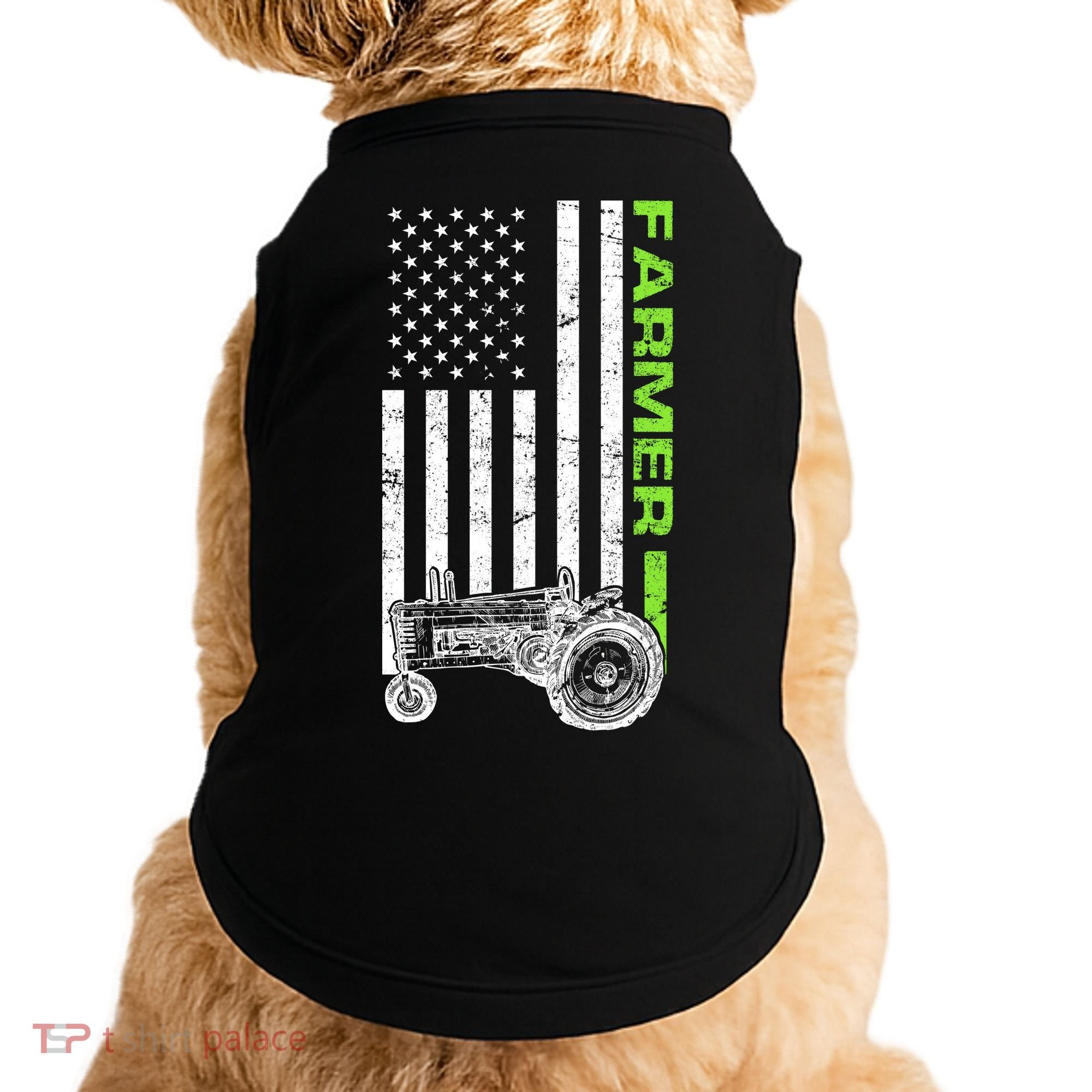 American Farmer USA Tractor Flag Doggie Tank
