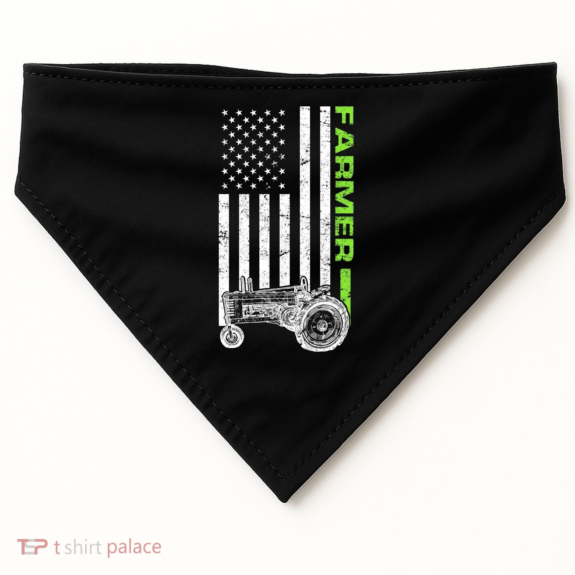 American Farmer USA Tractor Flag USA-Made Doggie Bandana