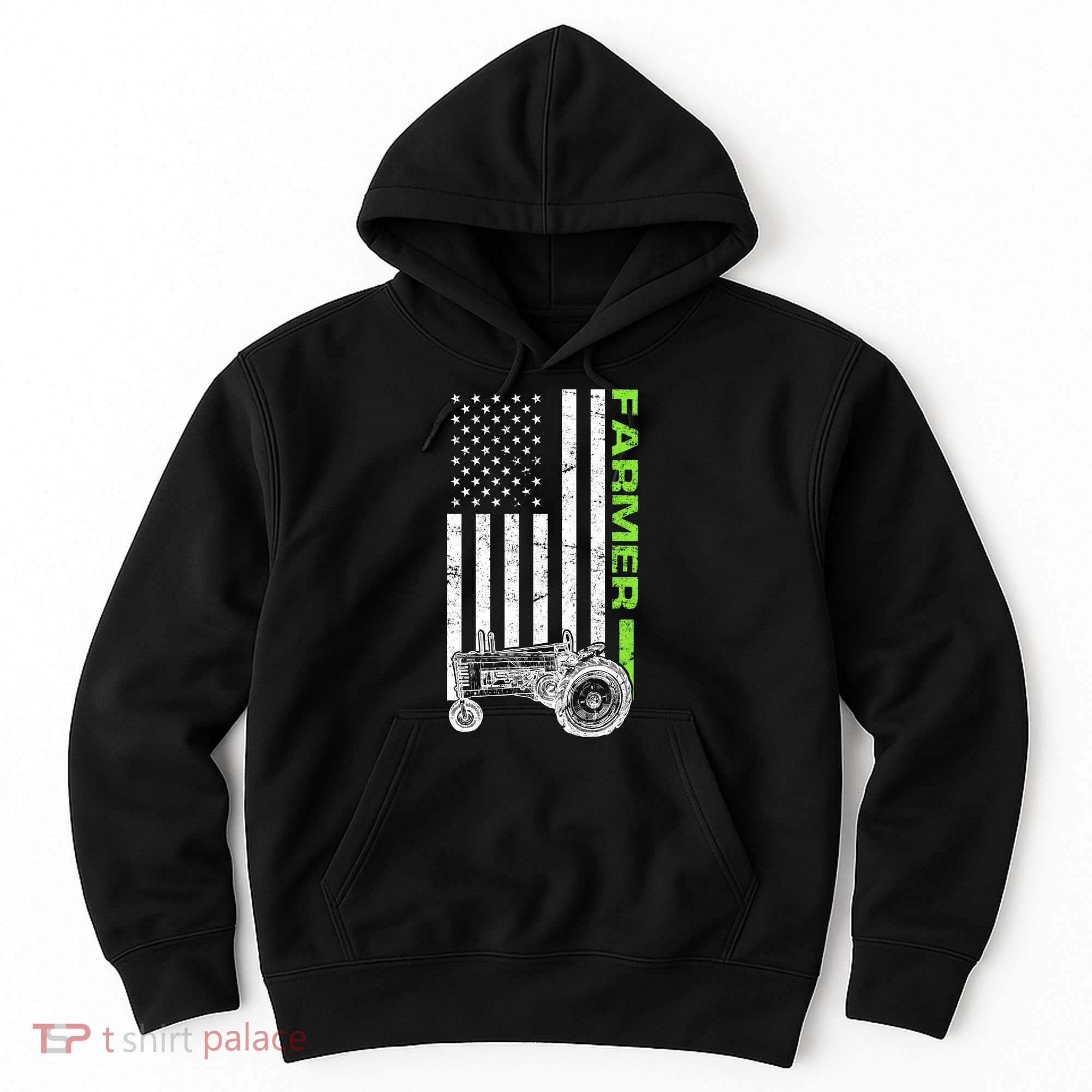 American Farmer USA Tractor Flag Hoodie