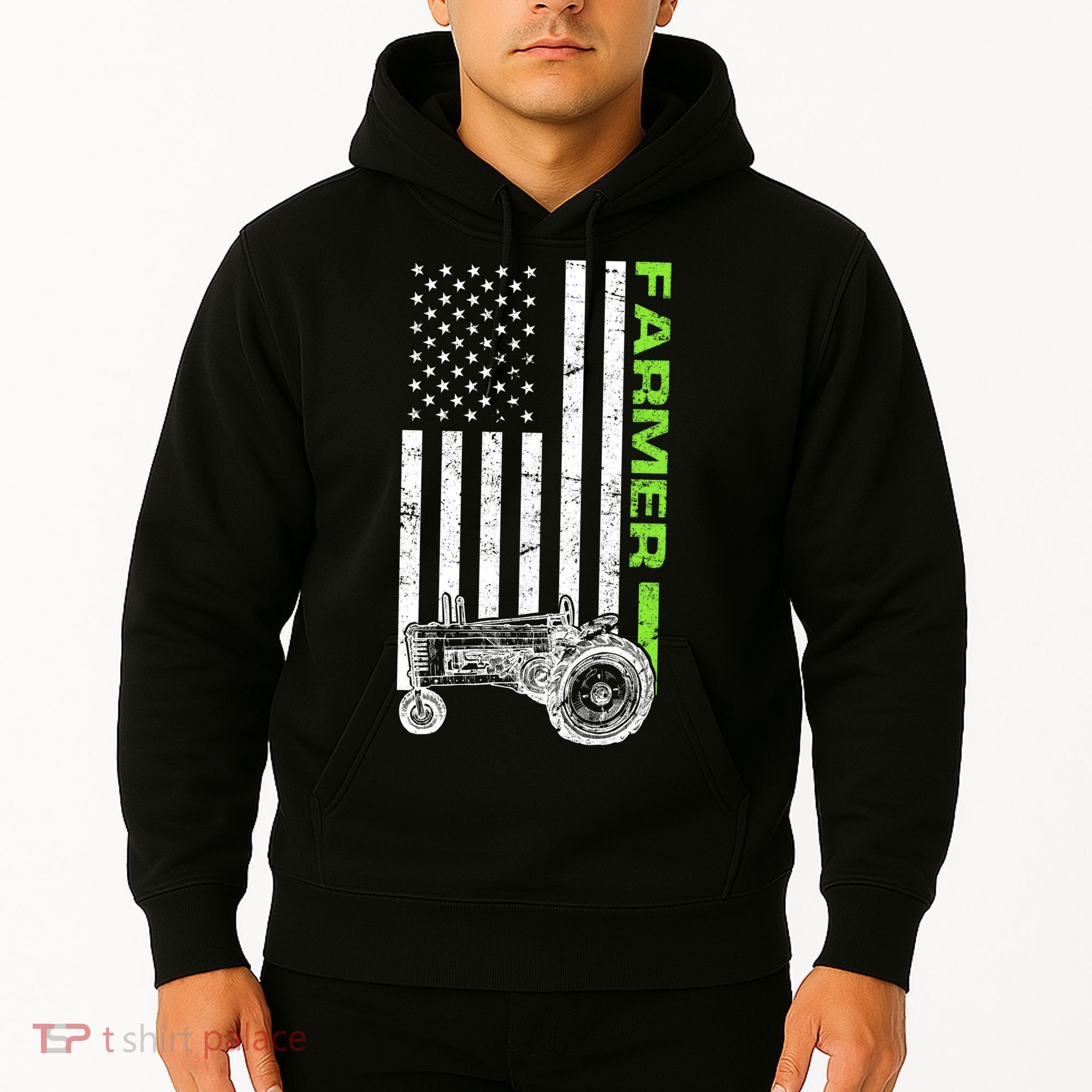 American Farmer USA Tractor Flag Hoodie