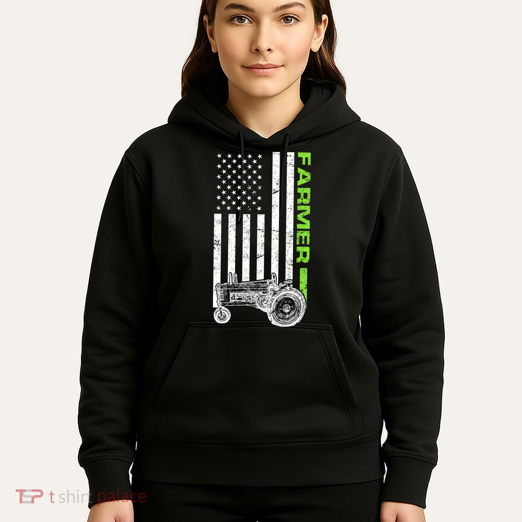 American Farmer USA Tractor Flag Hoodie