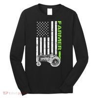 American Farmer USA Tractor Flag Long Sleeve Shirt thumb 0