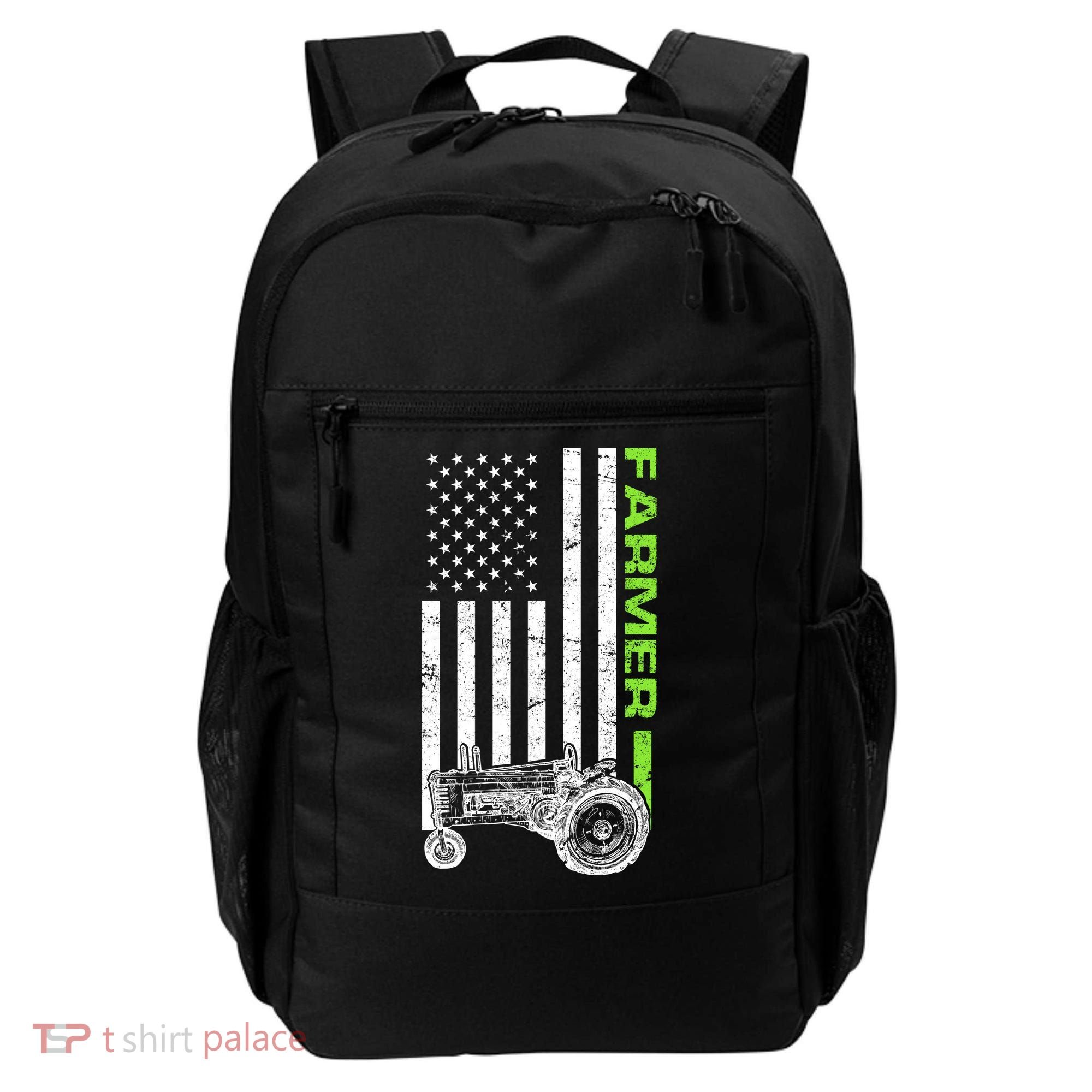 American Farmer USA Tractor Flag Backpack
