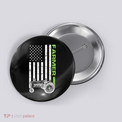 American Farmer USA Tractor Flag Button