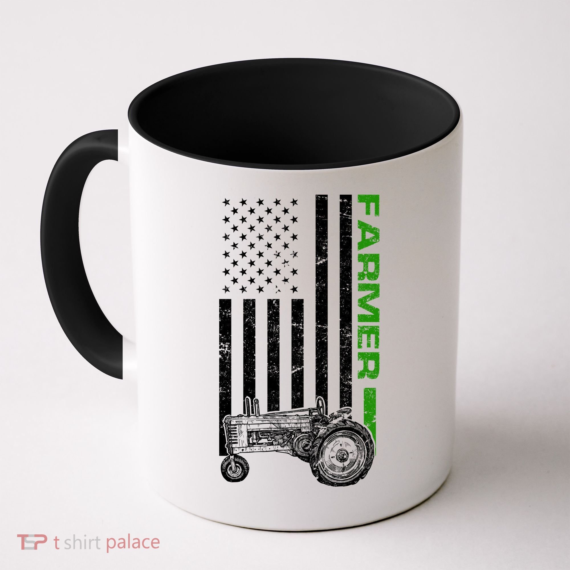 American Farmer USA Tractor Flag Coffee Mug