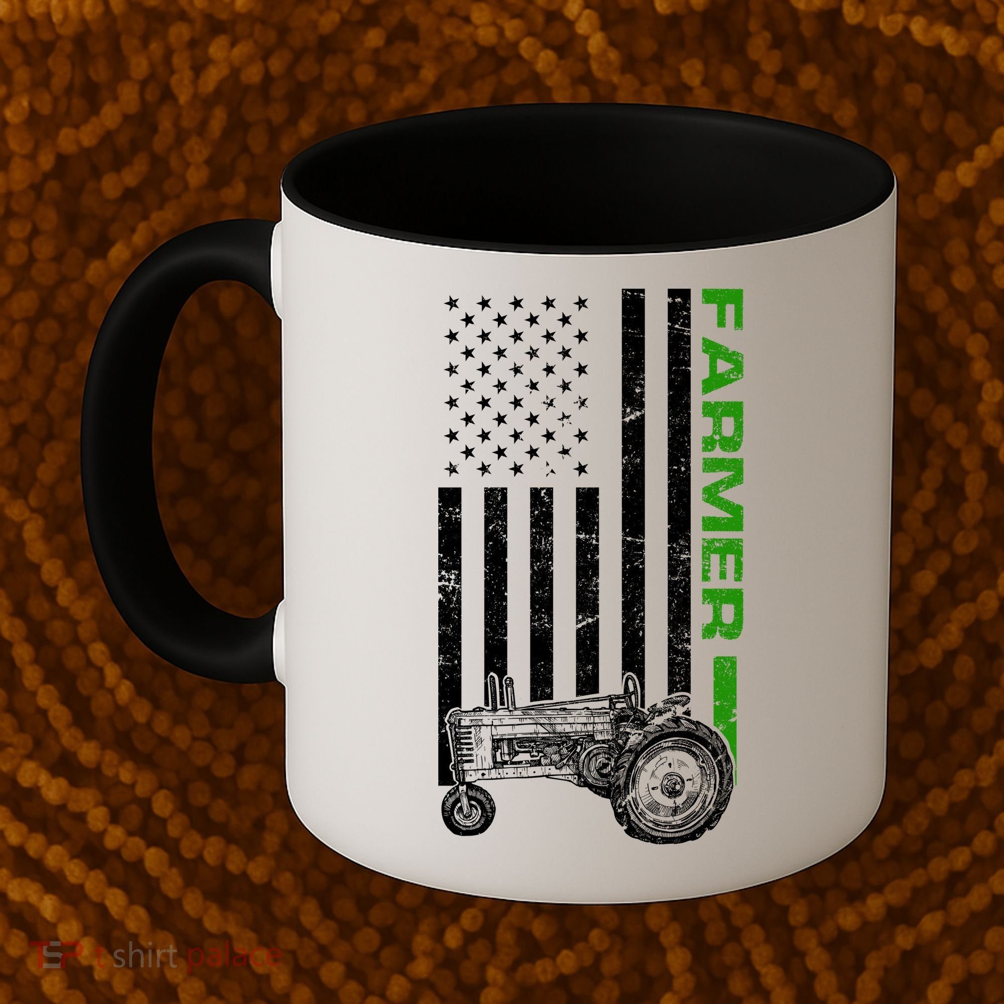 American Farmer USA Tractor Flag Coffee Mug